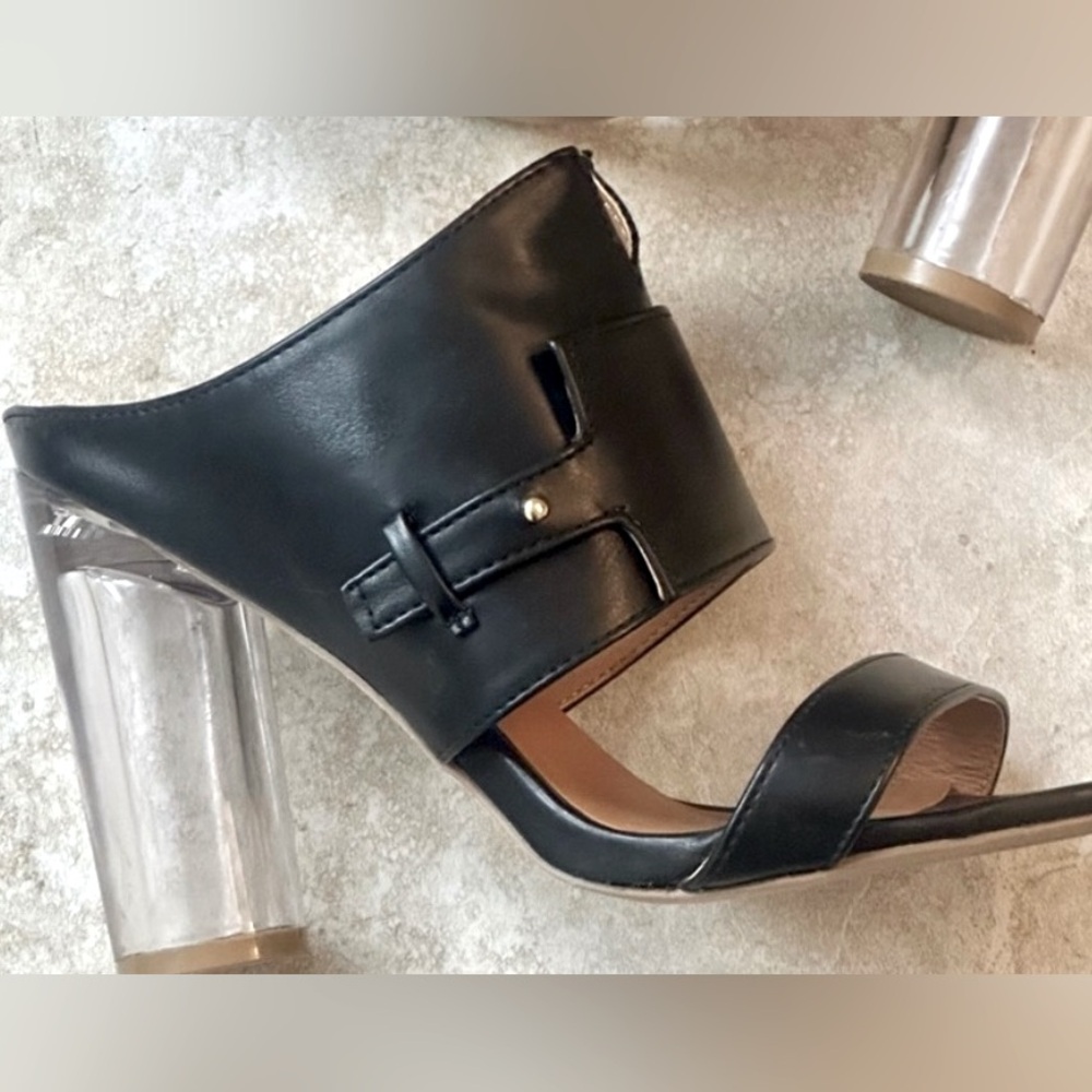 Qupid Black with Clear High Heels